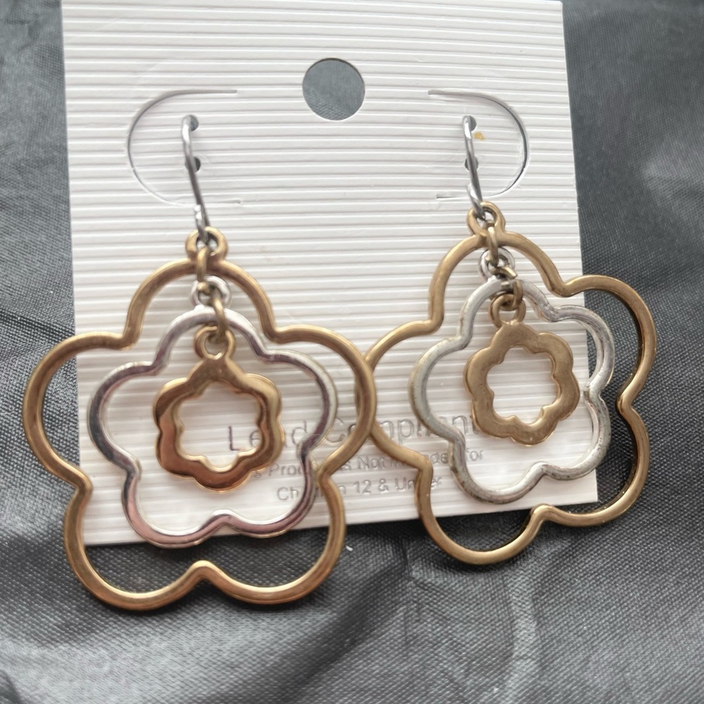 Gold and Clear Flower Earrings